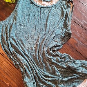 LuLaRoe Teal and Gold Patterned Tank Top